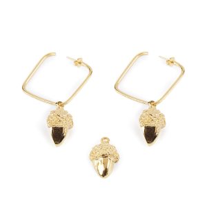SHABAMA : SQUARE ACORN earrings #shiny gold 1 u