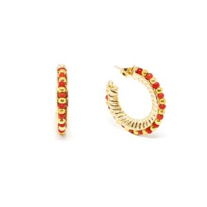 SHABAMA : ETHIOPIA RED 2CM earrings #shiny gold 1 u