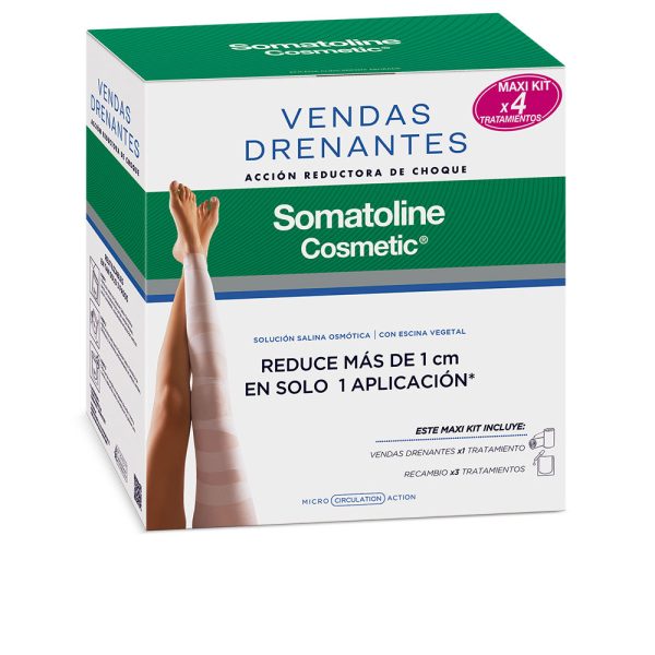 SOMATOLINE COSMETIC : DRAINING BANDAGES COMPLETE KIT SHOCK REDUCING ACTION LOT 4 pcs