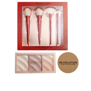 REVOLUTION MAKE UP : HIGHLIGHTERS & BRUSHES LOT 3 pcs
