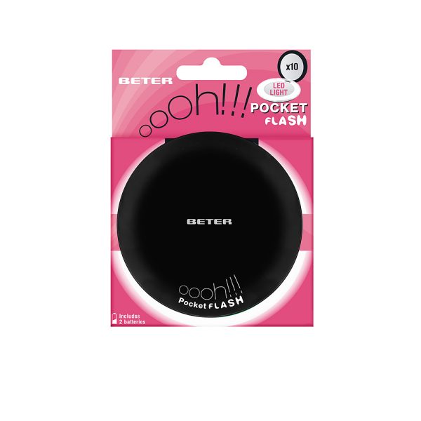 BETER : OHH! pocket flash mirror with light and x10 magnification #black 1 unit