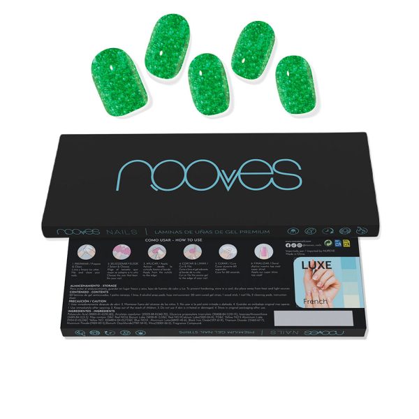NOOVES : GEL NAIL SHEETS jade glitter glam #glitter green 20 u