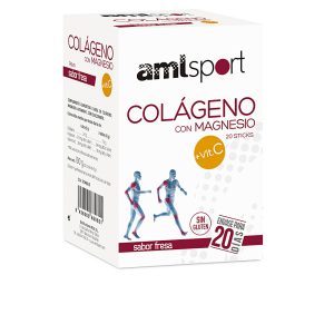 AMLSPORT : COLÁGENO CON MAGNESIO + VIT.C sabor fresa 20 sticks
