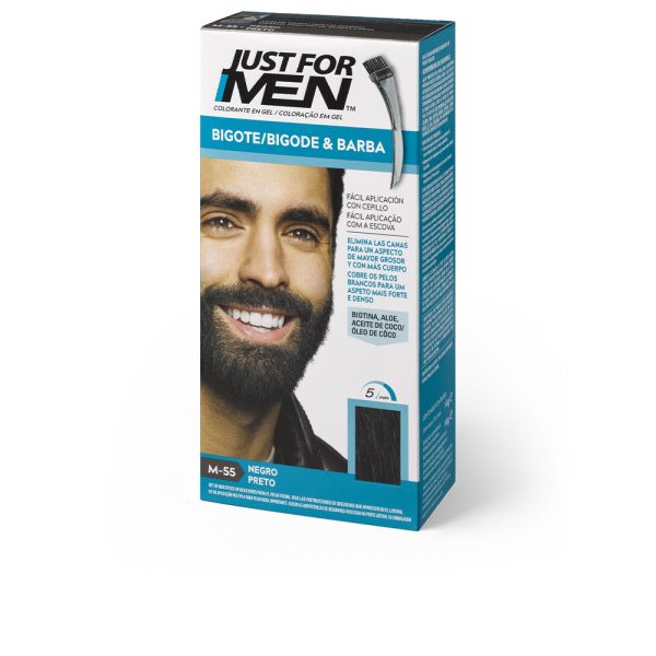 JUST FOR MEN : COLORANTE en gel bigote, barba y patillas #negro 15 ml