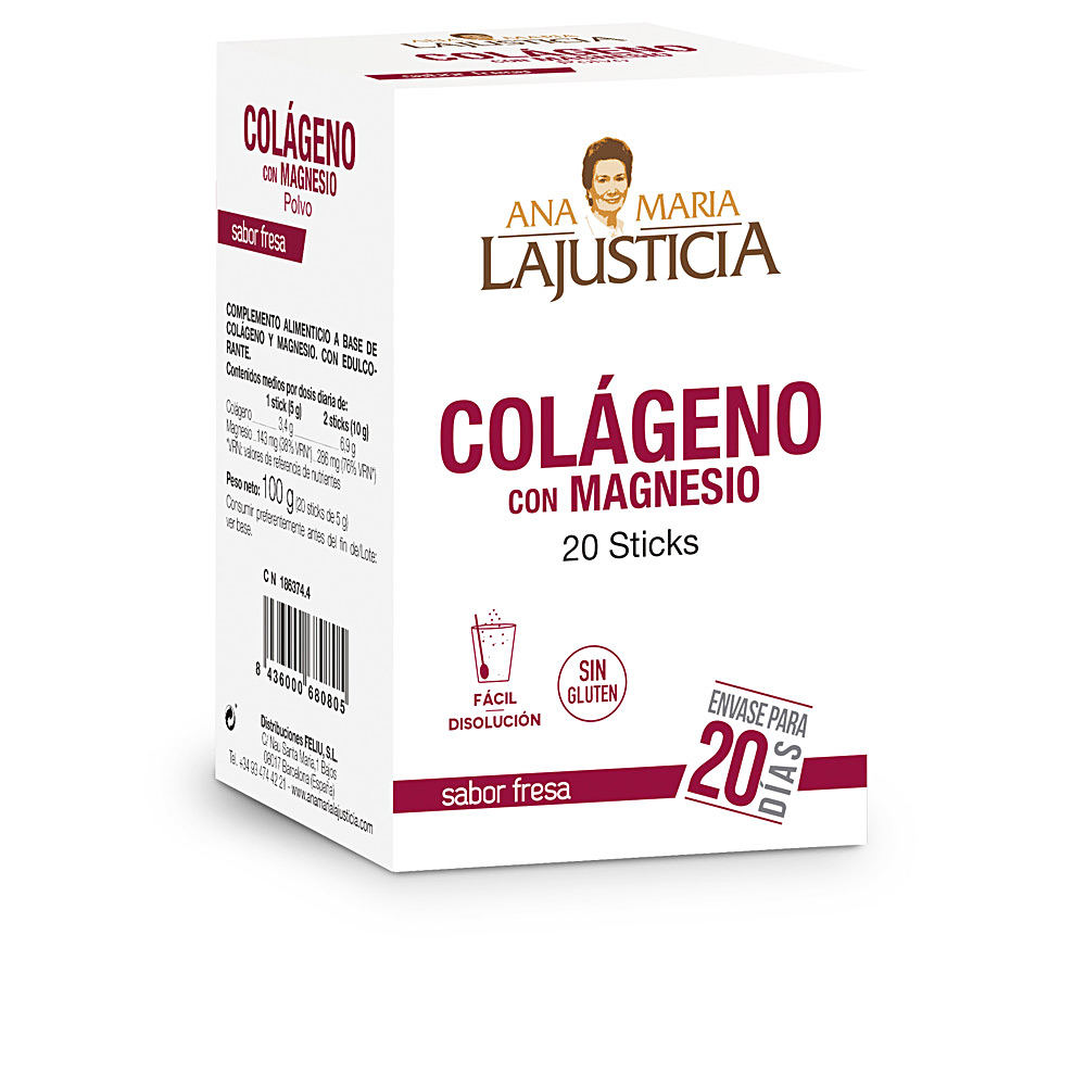 ANA MARÍA LAJUSTICIA : COLÁGENO CON MAGNESIO sabor fresa 20 sticks