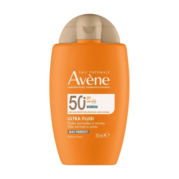 AVÈNE : SOLAIRE ULTRA FLUID MAT PERFECT universal facial sunscreen SPF 50 50 ml