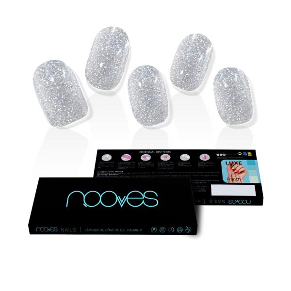 NOOVES : Dazzling Diva Premium Glam #Glitter Gray GEL NAIL SHEETS 20 u
