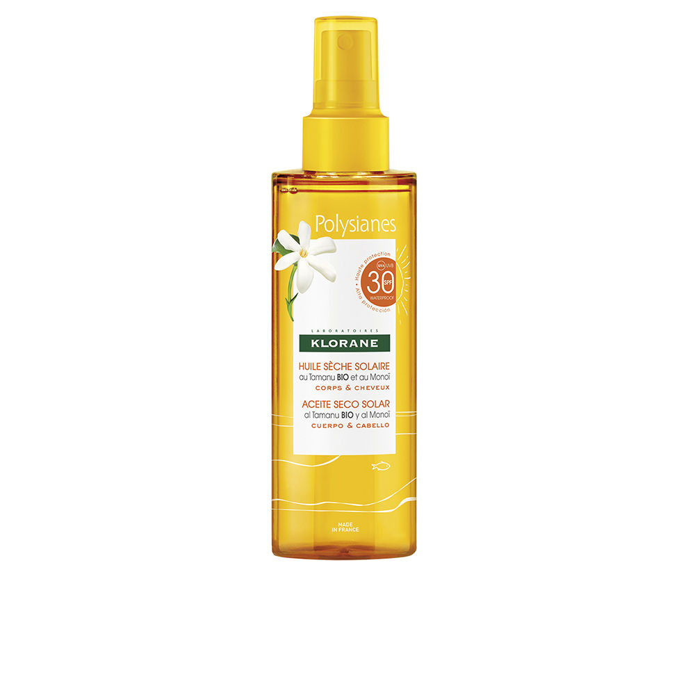 KLORANE : POLYSIANES MONOÏ Y TAMANU BIO solar dry oil SPF30 200 ml