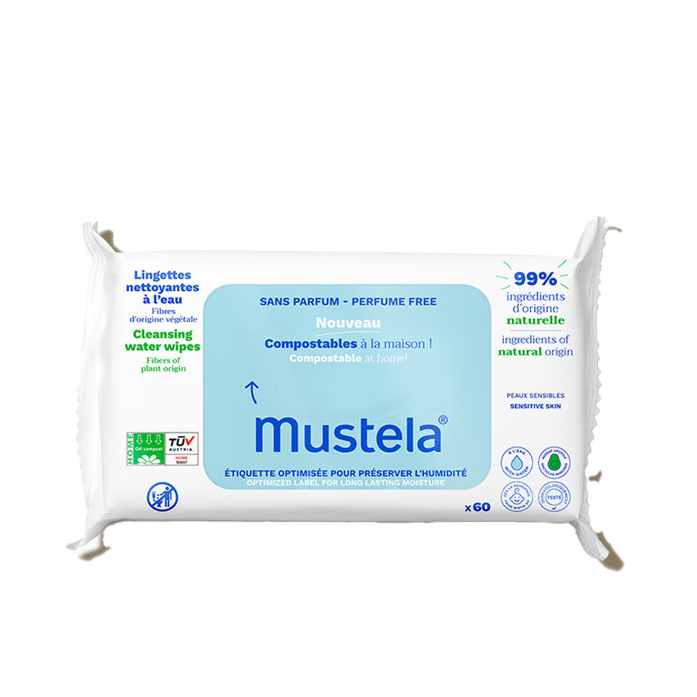 MUSTELA : BABY-CHILD unscented water-based wipes compostable at home 60 units
