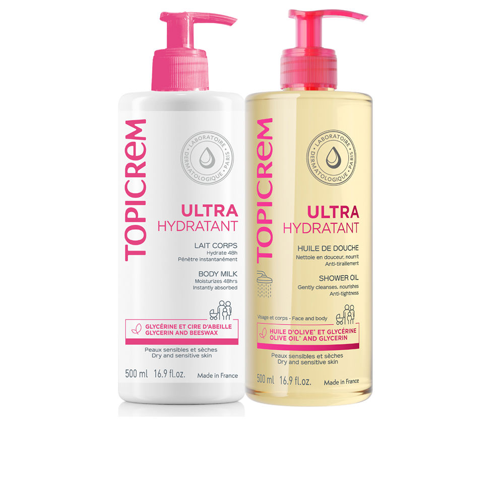 TOPICREM : UH ULTRA MOISTURIZING MILK 500 ML + SHOWER OIL 500 ML PACK 2 pcs