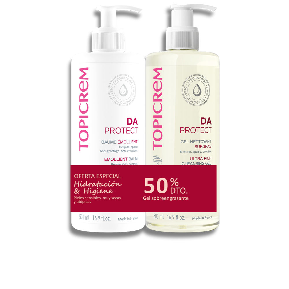 TOPICREM : DA PROTECT EMOLIENT BALM 500 ML + CLEANSING GEL 500 ML PACK 2 pcs