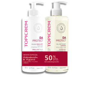 TOPICREM : DA PROTECT EMOLIENT BALM 500 ML + CLEANSING GEL 500 ML PACK 2 pcs