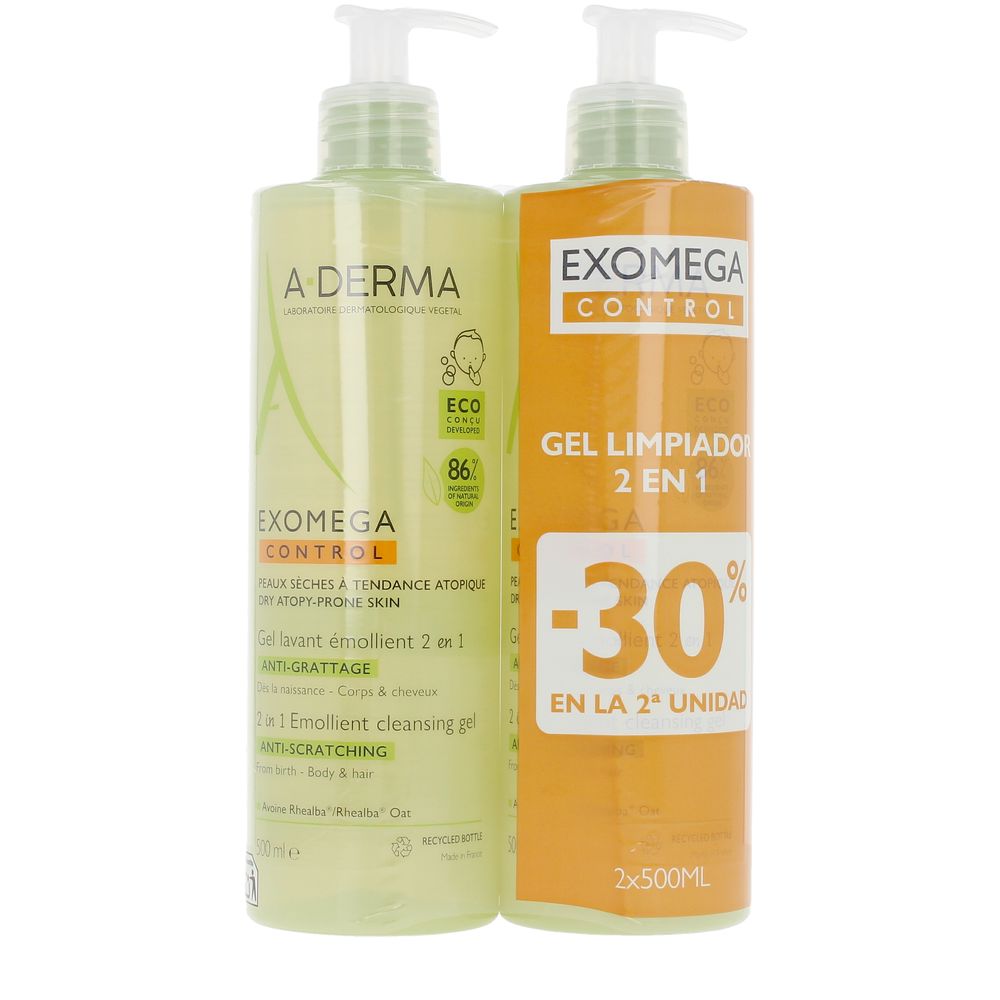 A-DERMA : EXOMEGA CONTROL emollient gel 2in1 pack 2 x 500 ml