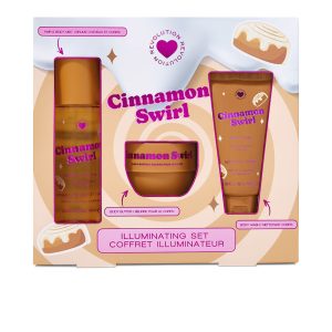 REVOLUTION MAKE UP : I HEART REVOLUTION CINNAMON SWIRL BATH AND BODY CASE 3 pcs