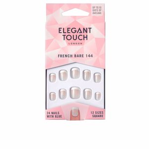 ELEGANT TOUCH : FRENCH bare nails with glue square #144-XS 24 u