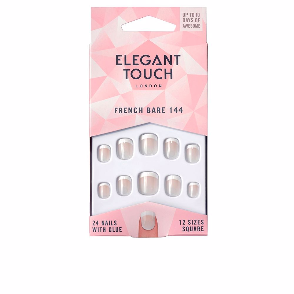 ELEGANT TOUCH : FRENCH bare nails with glue square #144-XS 24 u