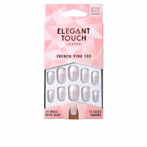 ELEGANT TOUCH : FRENCH pink nails with glue square #103-M 24 u