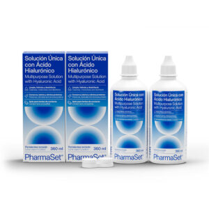 PHARMASET : PHARMASET unique solution with hyaluronic acid for soft contact lenses 2 x 360 ml