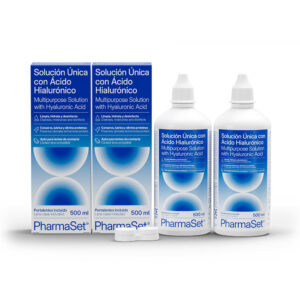 PHARMASET : PHARMASET unique solution with hyaluronic acid for soft contact lenses 2 x 500 ml